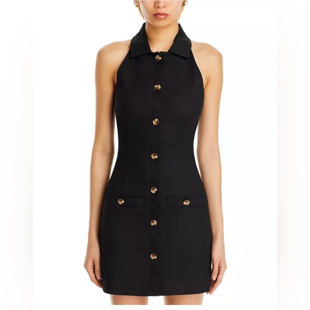 Veronica Beard Black Button-Front Mini Dress